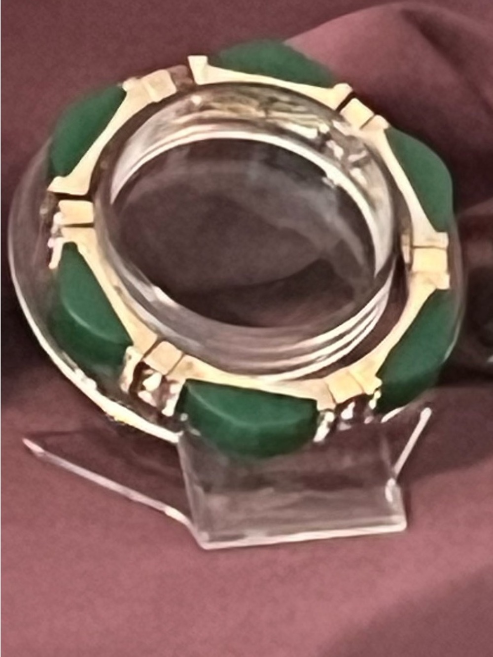 Green Resin and Gold-Tone Statement Bangle Bracelet